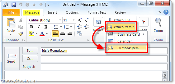 anexar um item do Outlook ao e-mail