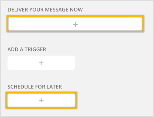 Clique no botão + para criar uma nova mensagem de transmissão.
