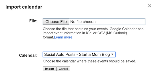 importar arquivo csv para o google calendar