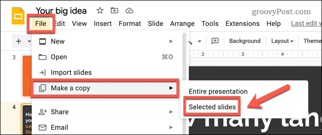 Copiando slides no Google Slides