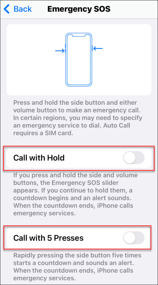 evitar chamadas 911 acidentais no iPhone