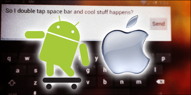 Períodos automáticos do Android e iPhone após a frase com toque em espaço duplo