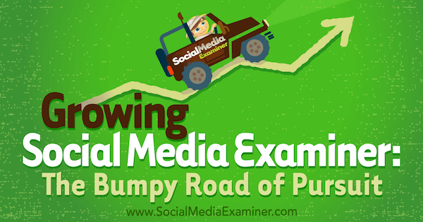 Examinador de mídia social em crescimento: The Bumpy Road of Pursuit apresentando insights de Michael Stelner com entrevista por Mark Mason no podcast de marketing de mídia social.