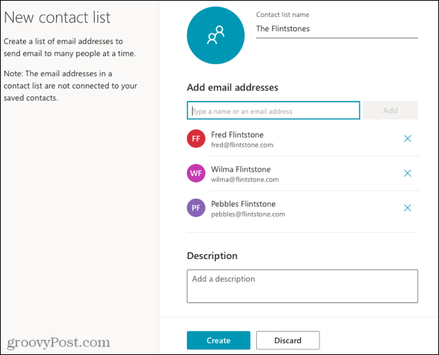 Configure uma nova lista de contatos no Outlook