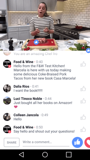 Food & Wine apresenta a chef Marcela Valladolid em uma transmissão ao vivo de co-marketing do Facebook que beneficia ambas as partes.