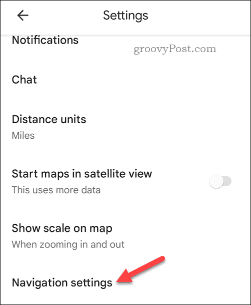 Abra as configurações de navegação móvel do Google Maps