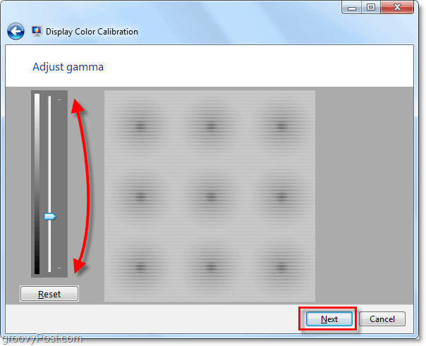 use as barras de rolagem para mover sua gama para cima e para baixo para corresponder à imagem da página anterior do Windows 7