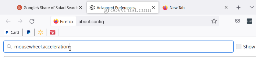 Configurações de mousewheel.acceleration no Firefox