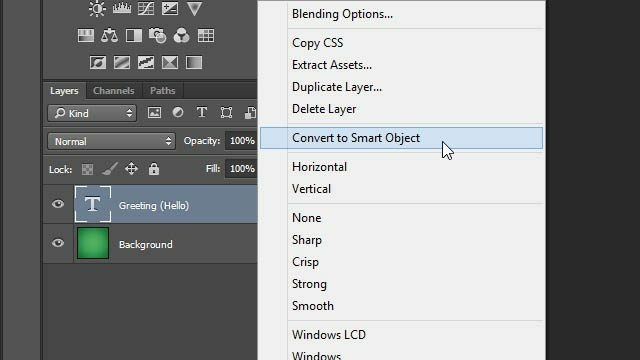 Trapaças Transformações de camada de texto do Photoshop Trick layers layer layer converter to smart object smart layer Photoshop cheat
