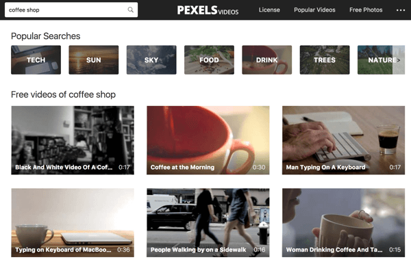 Pexels Videos torna mais fácil fazer uma busca por palavra-chave para filmagens.