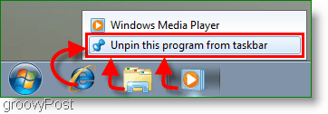 Windows 7 Soltar um programa da captura de tela da barra de tarefas