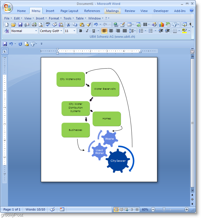 Exemplo de fluxograma do Microsoft Word 2007