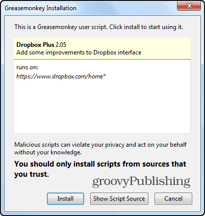 Estrutura de árvore do Dropbox Script de instalação do Firefox