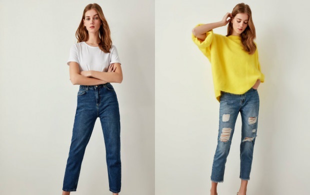 Mãe combinações e tendências de jeans