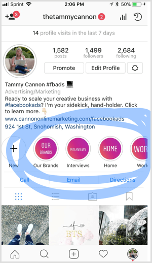 Destaques do Instagram com capas de marca.