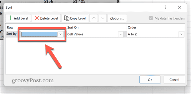 lista suspensa de classificação do Excel