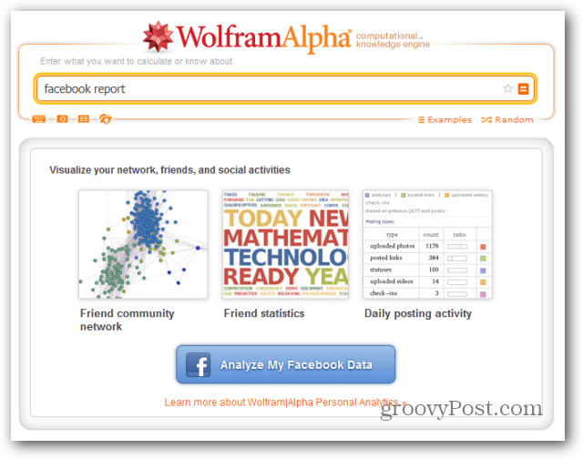 wolfram alpha facebook relatório analisar