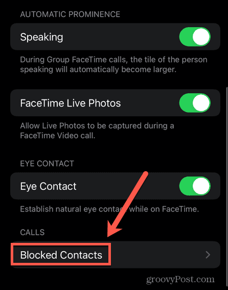contatos bloqueados do iphone facetime