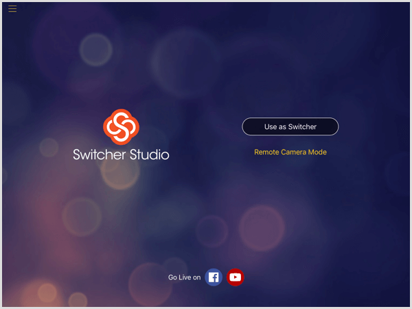 switcher studio tela principal iOS