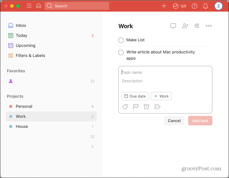 aplicativo todoist para mac