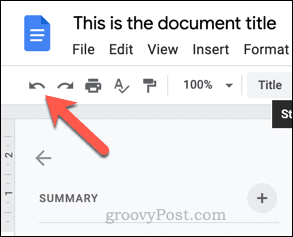 Botão Desfazer no Google Docs