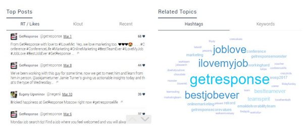 O Keyhole exibe hashtags e palavras-chave relacionadas em uma nuvem de tags, dando a você uma compreensão visual dos tópicos e tags comumente associados ao seu conteúdo do Instagram.