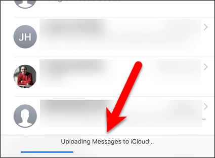 Upload de mensagens para o iCloud no iOS
