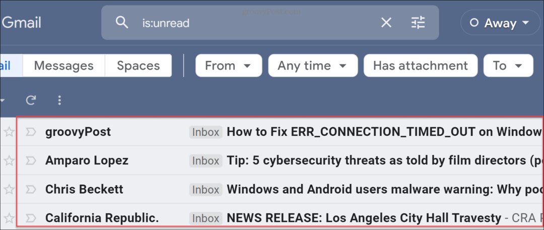 Encontrar e-mails não lidos no Gmail