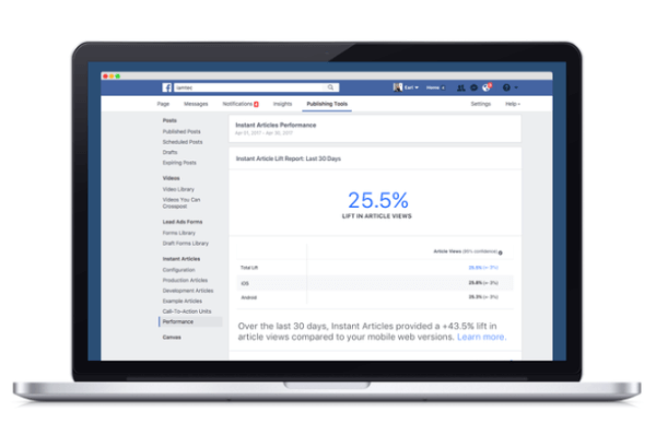 O Facebook lançou uma nova ferramenta de análise que compara o desempenho do conteúdo publicado por meio da plataforma de artigos instantâneos do Facebook em comparação com outros equivalentes da web móvel.