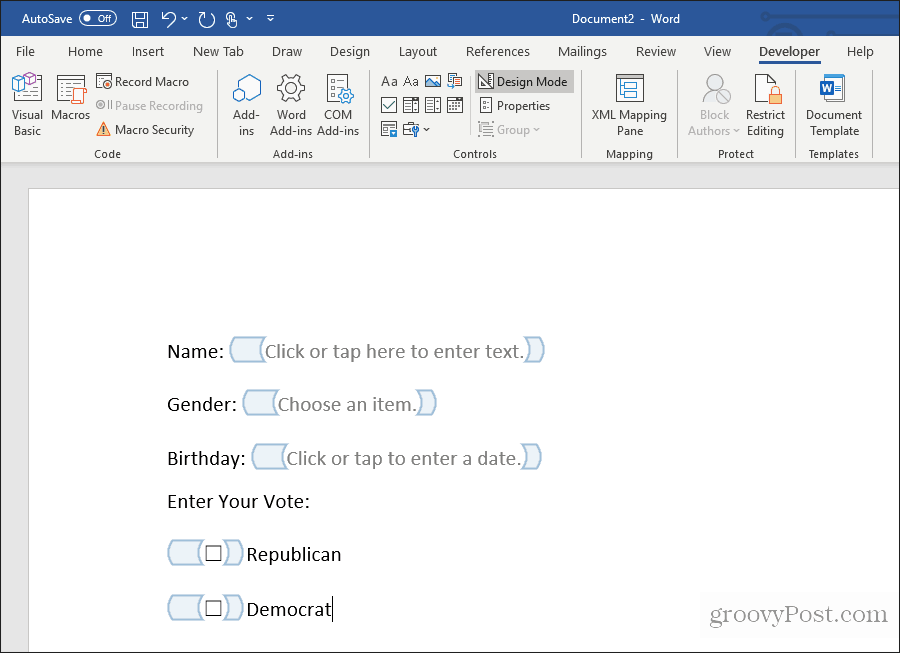 usando caixas de seleção no word