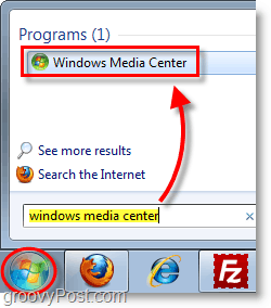 Windows 7 Media Center - abra o Windows Media Center