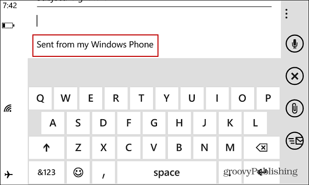 Assinatura de email do Windows Phone