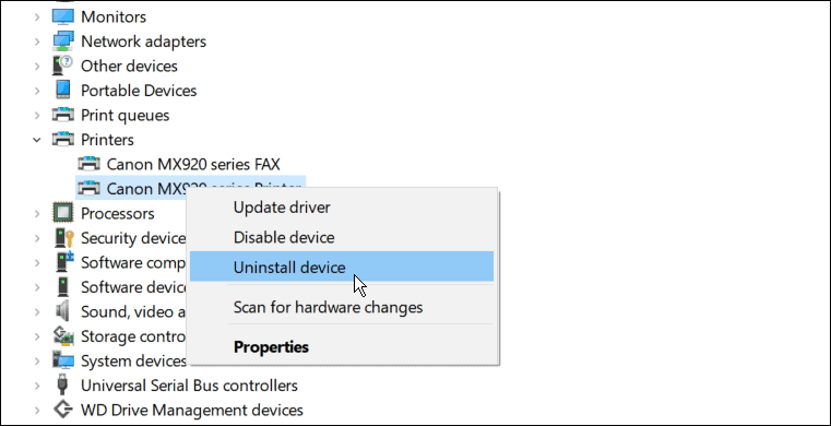 desinstalar a unidade de impressão de correção não está disponível no Windows 11