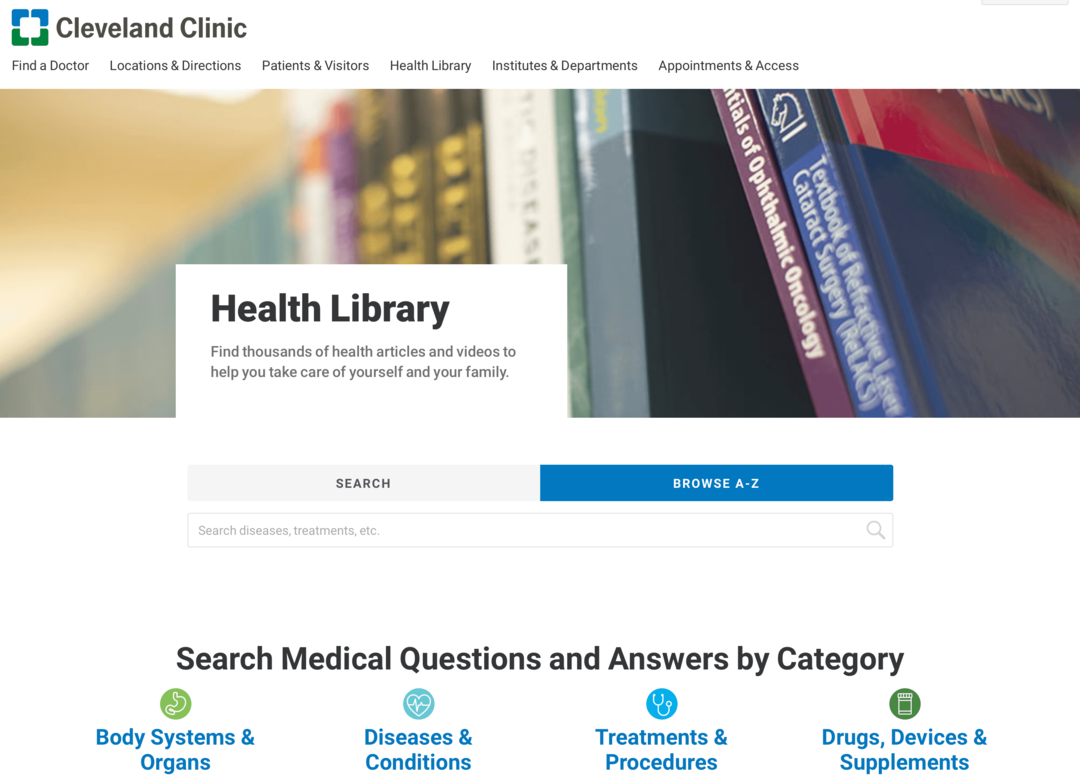 imagem do site da Biblioteca de Saúde da Cleveland Clinic