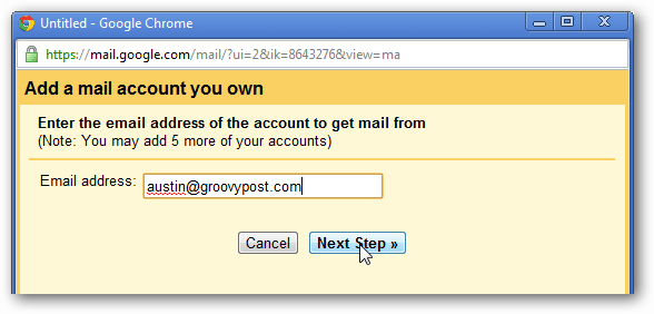 Adicionar endereço de e-mail