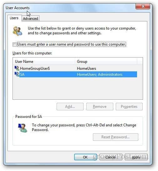 Windows 7 de login automaticamente 1