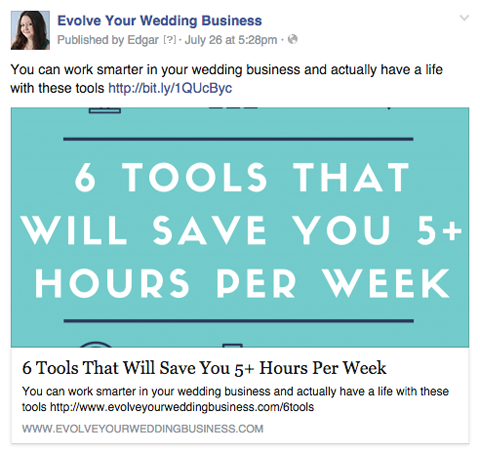 evolua sua postagem no Facebook de negócios de casamento