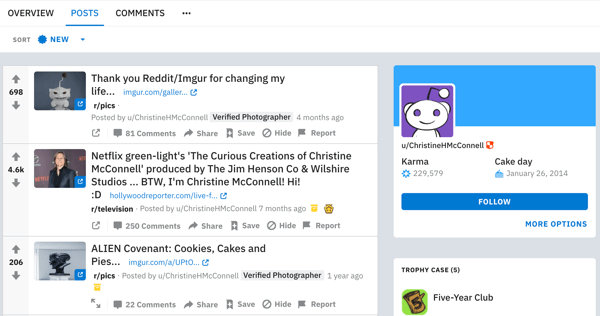 Como divulgar seu negócio no Reddit, exemplo de marketing de sucesso do feed de artesanato DIY de u / ChristineHMcConnell