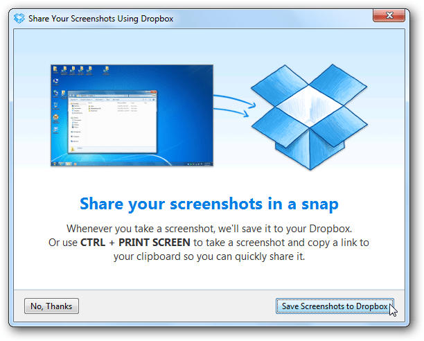 Carregar e compartilhar automaticamente capturas de tela com o Dropbox