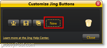 clique no botão novo para adicionar um novo botão de compartilhamento jing