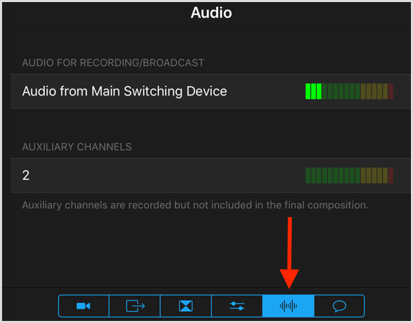 switcher studio audio para gravação de transmissão