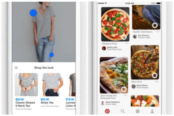 O Pinterest também lançou dois novos botões, Shop the Look e Instant Ideas, para tornar mais fácil do que nunca encontrar ideias no Pinterest e no mundo ao seu redor.