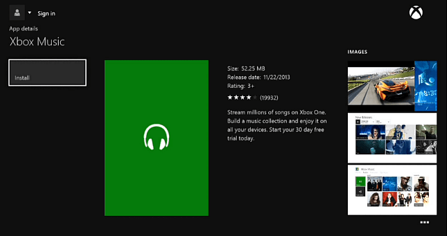 Aplicativo Xbox Music