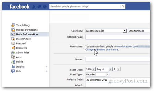 configurações do facebook preferências informações básicas nome de usuário alterar nome de usuário
