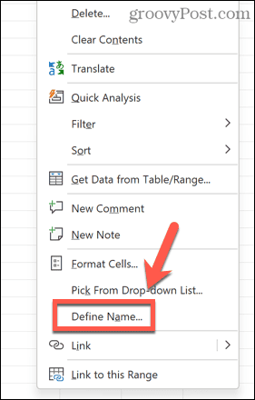 excel definir nome