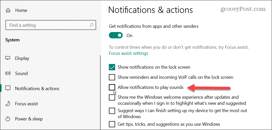 Desative os sons de notificação de aplicativos no Windows