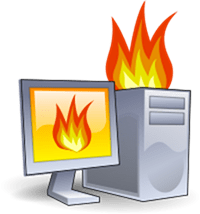 computador pegando fogo