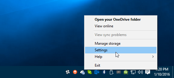 1 Configurações do OneDrive