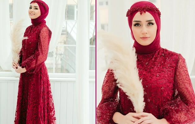 Os vestidos de noite hijab mais elegantes para noites de henna! Vestido de noite hijab 2020
