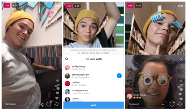O Instagram agora permite que as emissoras convidem os espectadores para participar de suas transmissões de vídeo ao vivo dentro do aplicativo.